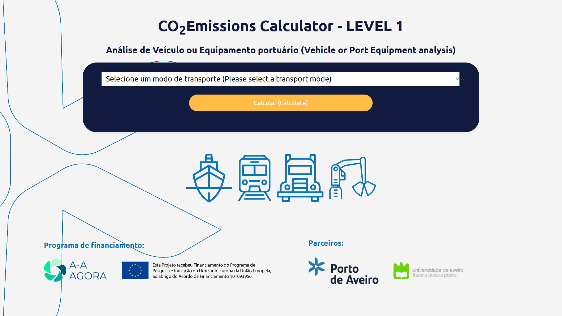 Technician using an EMEP/EEA-based CO₂ emissions calculator to evaluate asset-level and supply-chain footprints for Portuguese ports.